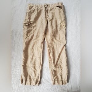 LL Bean Cargo Pants Womens Sz 18 Linen Tan Favorite Fit